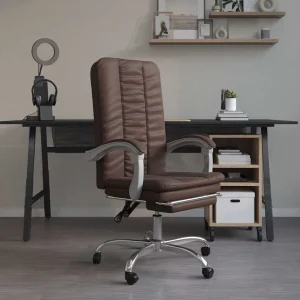 Fauteuil inclinable de bureau 63 x 56 x 120 cm marron similicuir – vue d’ensemble
