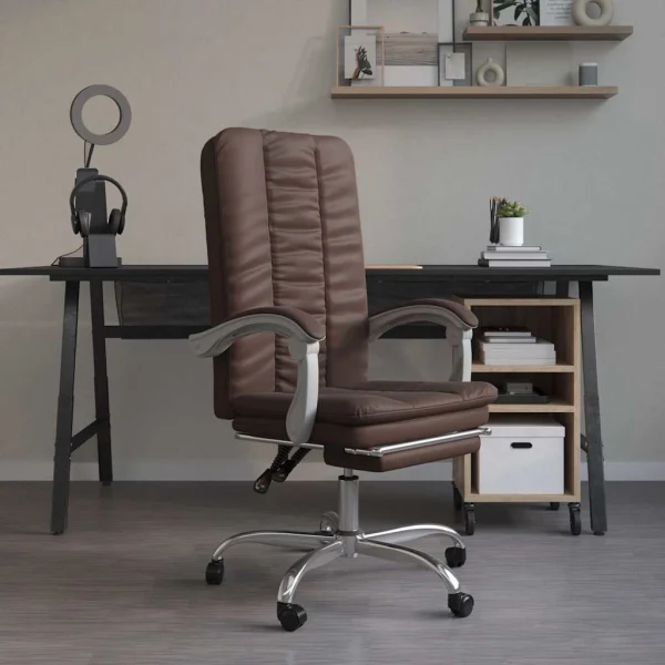 Fauteuil inclinable de bureau 63 x 56 x 120 cm marron similicuir – vue d’ensemble