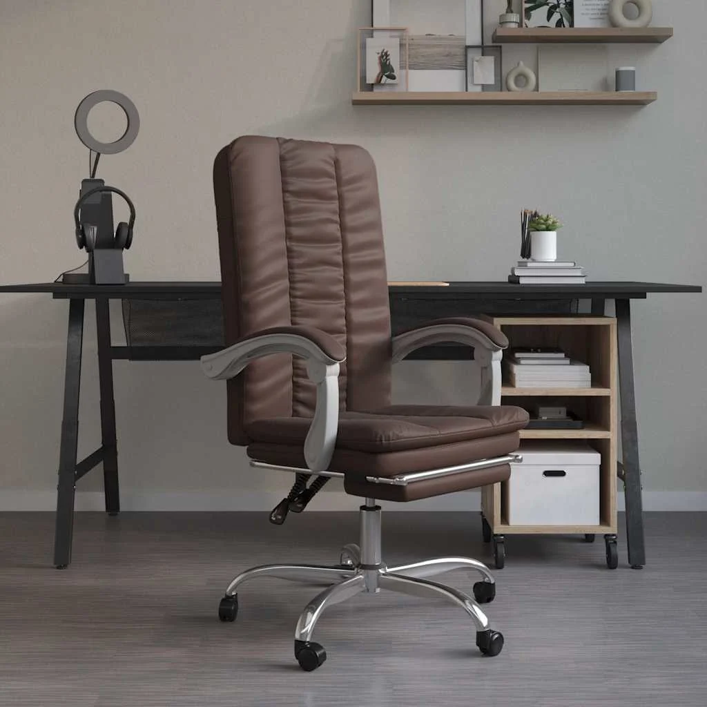 Fauteuil inclinable de bureau 63 x 56 x 120 cm marron similicuir – vue d’ensemble