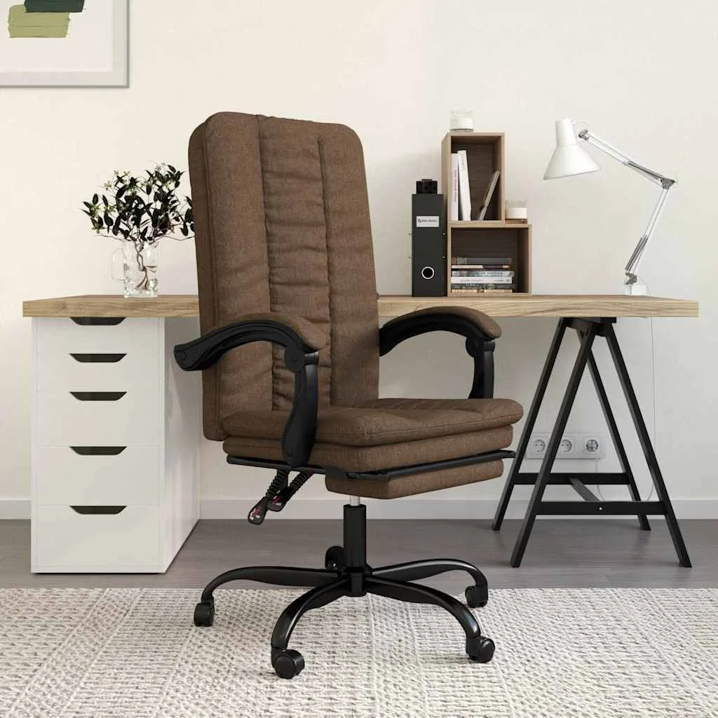 Fauteuil inclinable de bureau 63 x 56 x 120 cm marron tissu – vue d’ensemble