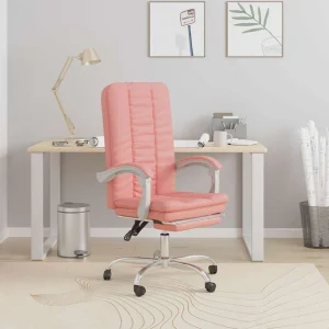 Fauteuil inclinable de bureau 63 x 56 x 120 cm rose similicuir – vue d’ensemble