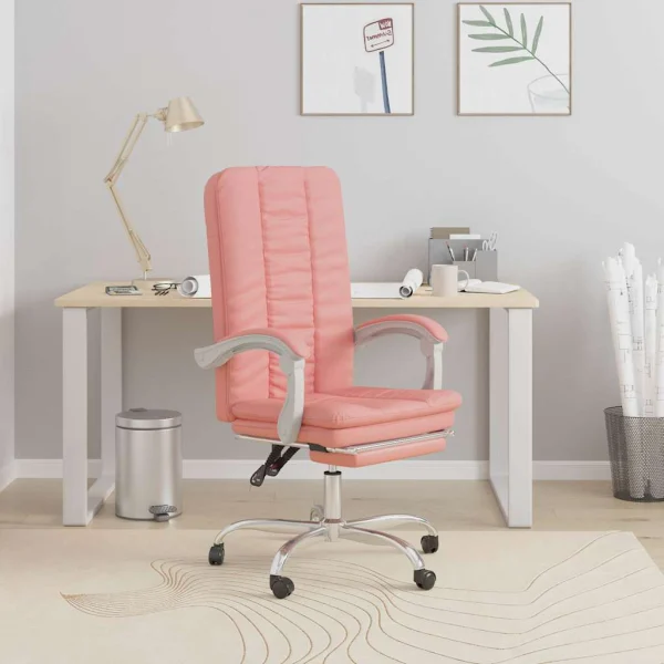 Fauteuil inclinable de bureau 63 x 56 x 120 cm rose similicuir – vue d’ensemble