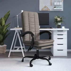Fauteuil inclinable de bureau 63 x 56 x 120 cm taupe tissu – vue d’ensemble