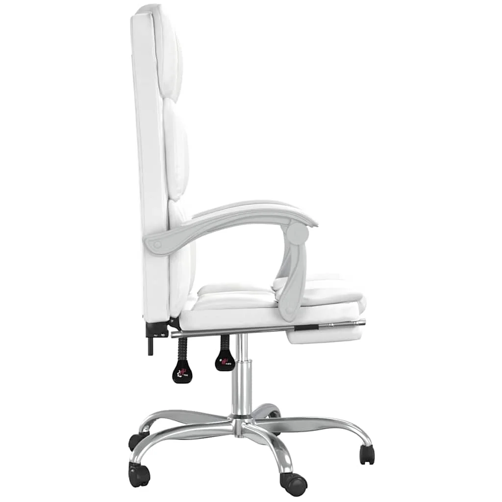 Fauteuil inclinable de bureau 63 x 56 x 122 cm blanc similicuir – modèle 2 – vue de dessus