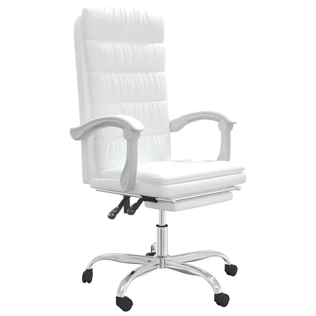 Fauteuil inclinable de bureau 63 x 56 x 122 cm blanc similicuir – modèle 3 – vue de face