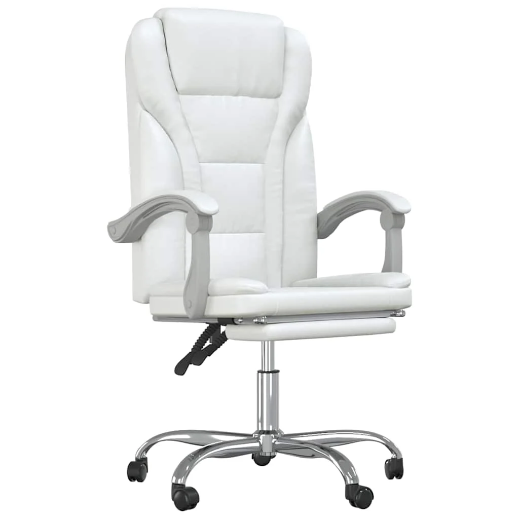 Fauteuil inclinable de bureau 63 x 56 x 122 cm blanc similicuir – modèle 4 – vue de face