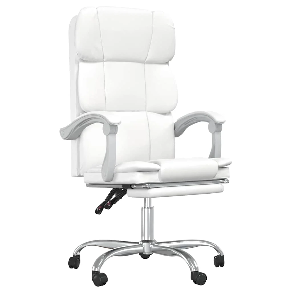 Fauteuil inclinable de bureau 63 x 56 x 122 cm blanc similicuir – modèle 2 – vue de face
