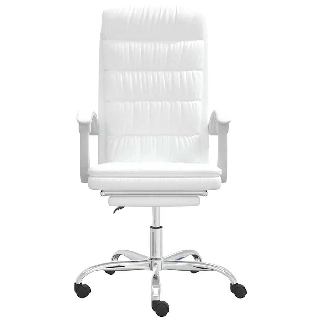 Fauteuil inclinable de bureau 63 x 56 x 122 cm blanc similicuir – modèle 3 – vue de côté