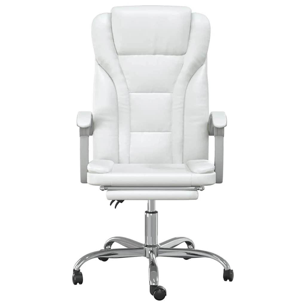 Fauteuil inclinable de bureau 63 x 56 x 122 cm blanc similicuir – modèle 4 – vue de côté