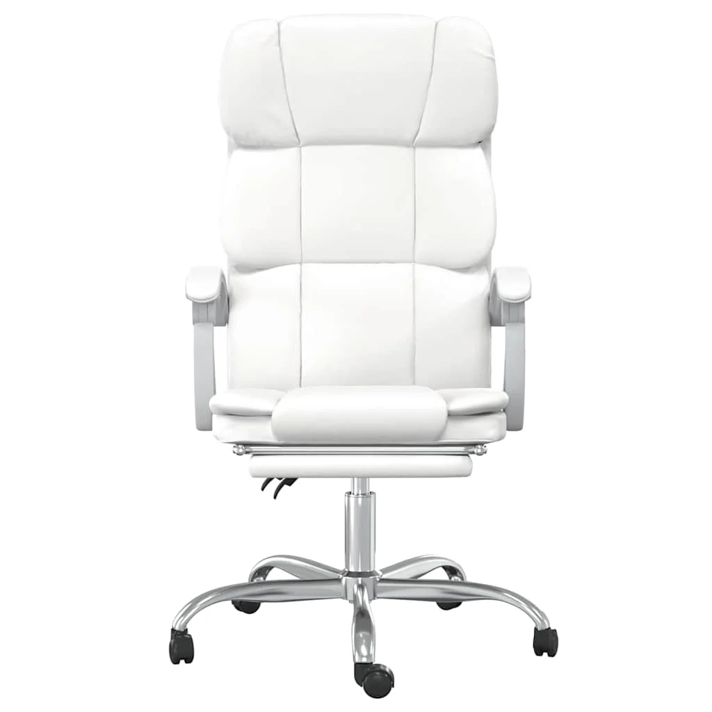 Fauteuil inclinable de bureau 63 x 56 x 122 cm blanc similicuir – modèle 2 – vue de côté