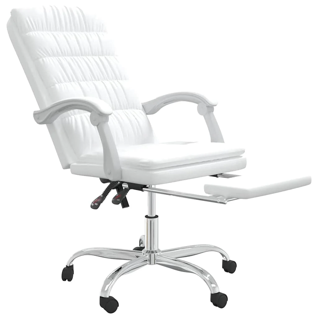 Fauteuil inclinable de bureau 63 x 56 x 122 cm blanc similicuir – modèle 3 – vue de détail