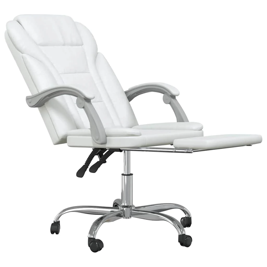 Fauteuil inclinable de bureau 63 x 56 x 122 cm blanc similicuir – modèle 4 – vue de détail