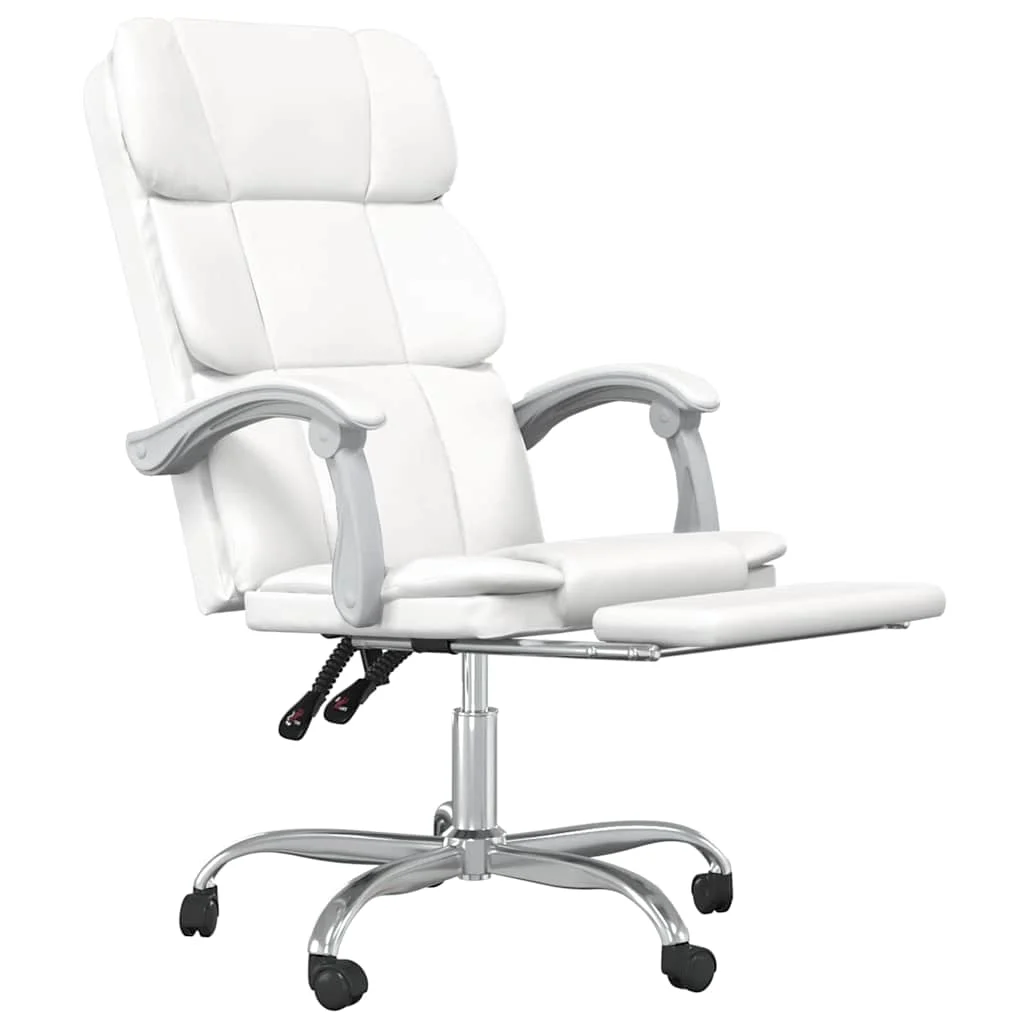 Fauteuil inclinable de bureau 63 x 56 x 122 cm blanc similicuir – modèle 2 – vue de détail