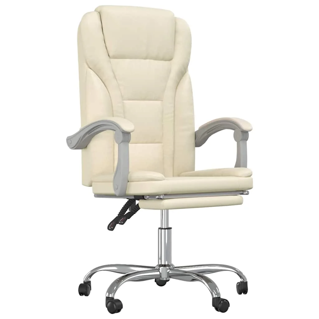 Fauteuil inclinable de bureau 63 x 56 x 122 cm crème similicuir – modèle 3 – vue de face