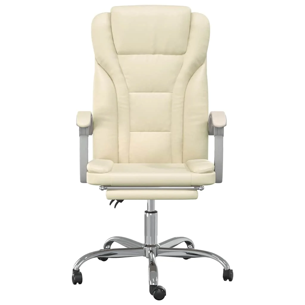 Fauteuil inclinable de bureau 63 x 56 x 122 cm crème similicuir – modèle 3 – vue de côté