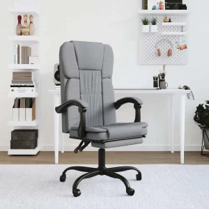 Fauteuil inclinable de bureau 63 x 56 x 122 cm gris clair tissu – vue d’ensemble
