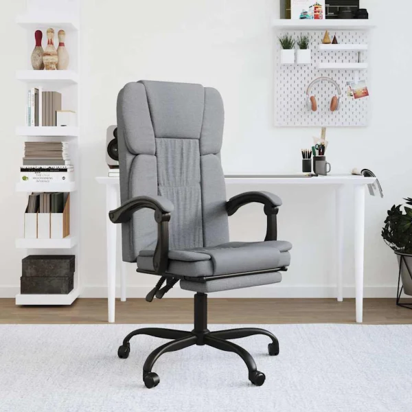Fauteuil inclinable de bureau 63 x 56 x 122 cm gris clair tissu – vue d’ensemble