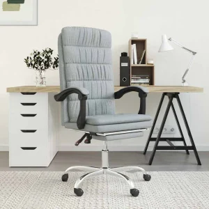 Fauteuil inclinable de bureau 63 x 56 x 122 cm gris clair tissu – modèle 3 – vue d’ensemble