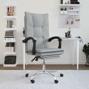 Fauteuil inclinable de bureau 63 x 56 x 122 cm gris clair tissu – modèle 5 – vue d’ensemble