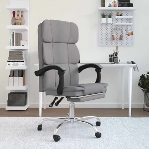 Fauteuil inclinable de bureau 63 x 56 x 122 cm gris clair tissu – modèle 2 – vue d’ensemble