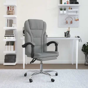 Fauteuil inclinable de bureau 63 x 56 x 122 cm gris clair tissu – modèle 7 – vue d’ensemble