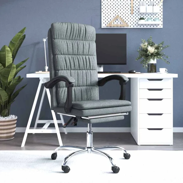 Fauteuil inclinable de bureau 63 x 56 x 122 cm gris foncé tissu – modèle 3 – vue d’ensemble