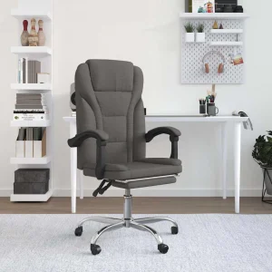 Fauteuil inclinable de bureau 63 x 56 x 122 cm gris foncé tissu – modèle 4 – vue d’ensemble