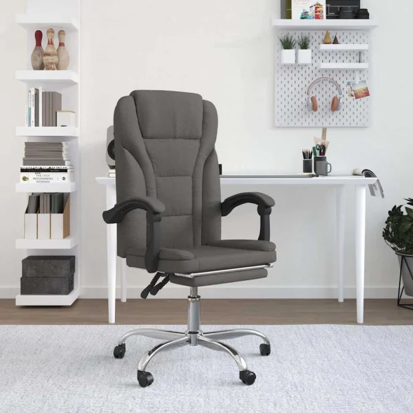 Fauteuil inclinable de bureau 63 x 56 x 122 cm gris foncé tissu – modèle 4 – vue d’ensemble