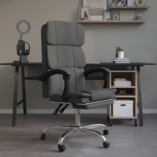 Fauteuil inclinable de bureau 63 x 56 x 122 cm gris foncé tissu – modèle 2 – vue d’ensemble