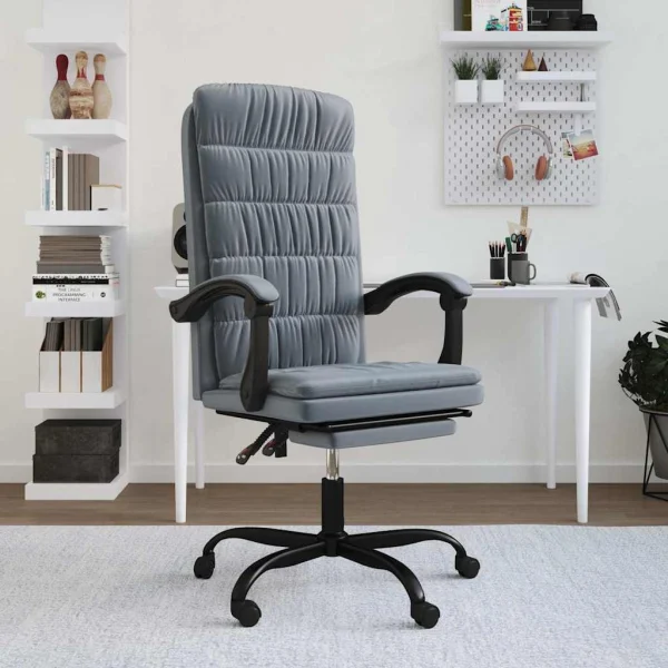 Fauteuil inclinable de bureau 63 x 56 x 122 cm gris foncé velours – vue d’ensemble