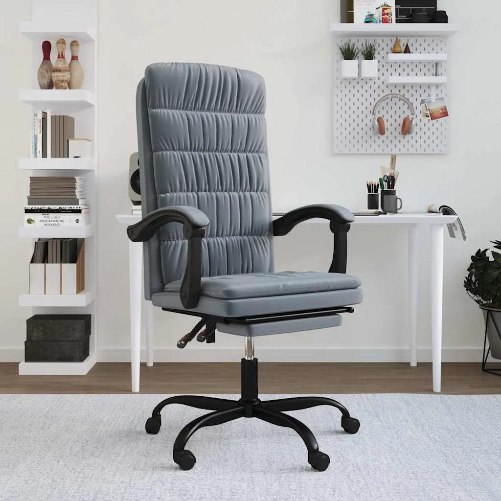 Fauteuil inclinable de bureau 63 x 56 x 122 cm gris foncé velours – vue d’ensemble