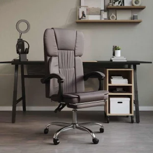 Fauteuil inclinable de bureau 63 x 56 x 122 cm gris similicuir – vue d’ensemble