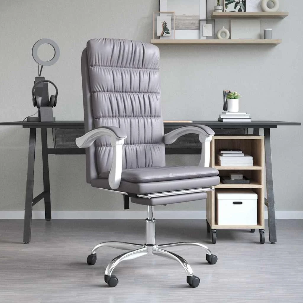 Fauteuil inclinable de bureau 63 x 56 x 122 cm gris similicuir – modèle 3 – vue d’ensemble