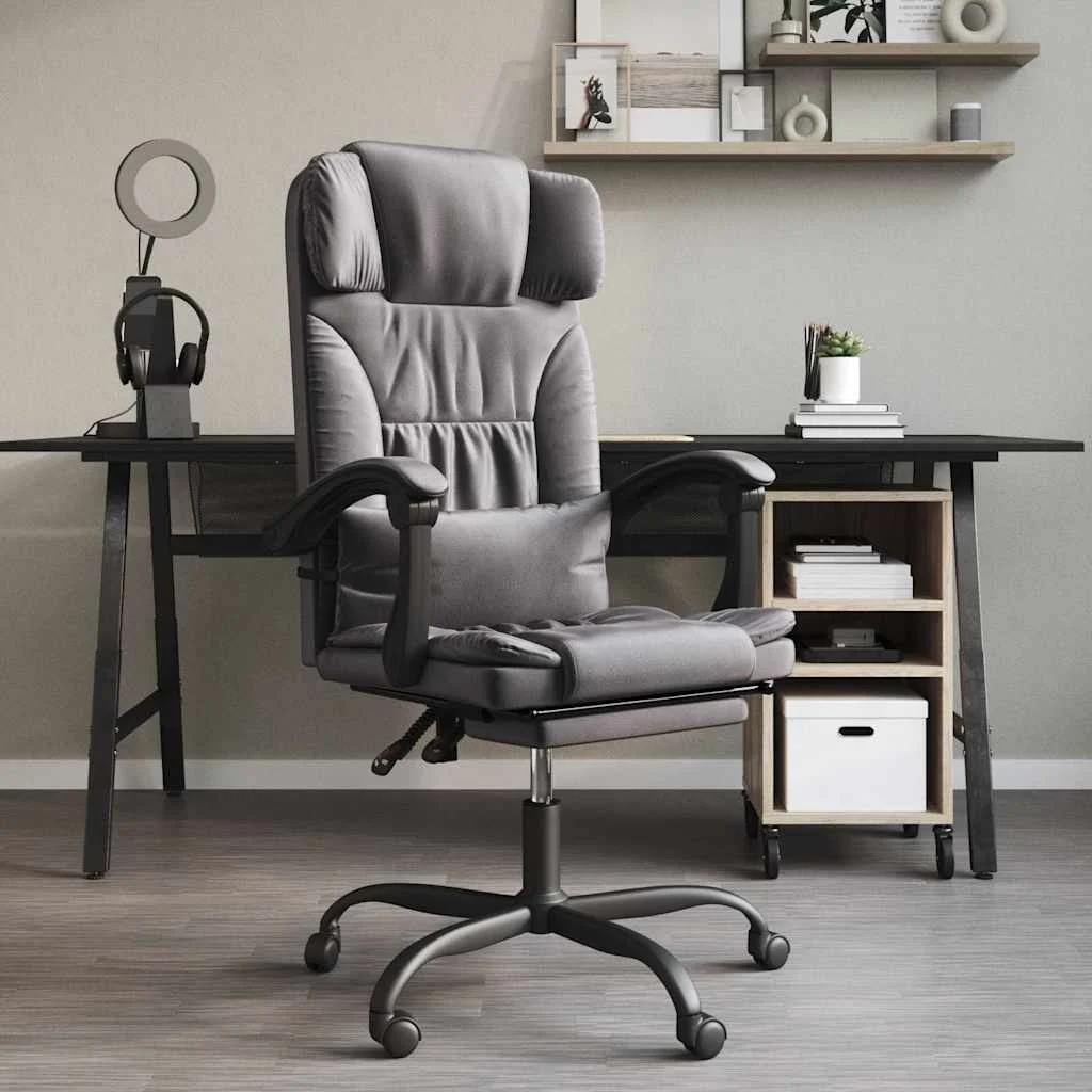 Fauteuil inclinable de bureau 63 x 56 x 122 cm gris similicuir – modèle 5 – vue d’ensemble
