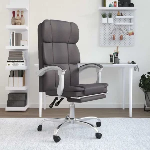Fauteuil inclinable de bureau 63 x 56 x 122 cm gris similicuir – modèle 2 – vue d’ensemble