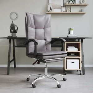 Fauteuil inclinable de bureau 63 x 56 x 122 cm gris similicuir – modèle 6 – vue d’ensemble