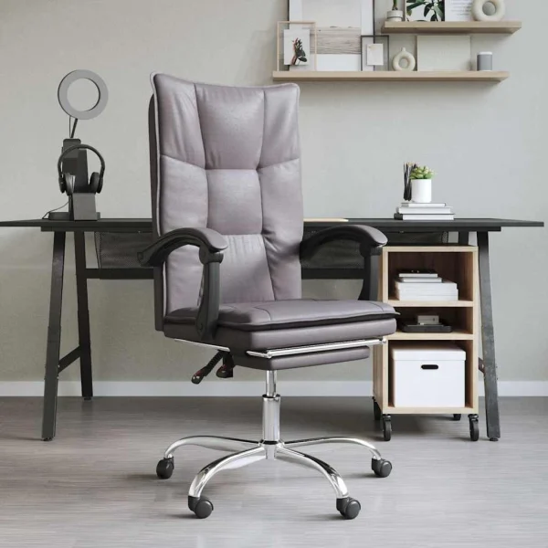 Fauteuil inclinable de bureau 63 x 56 x 122 cm gris similicuir – modèle 6 – vue d’ensemble