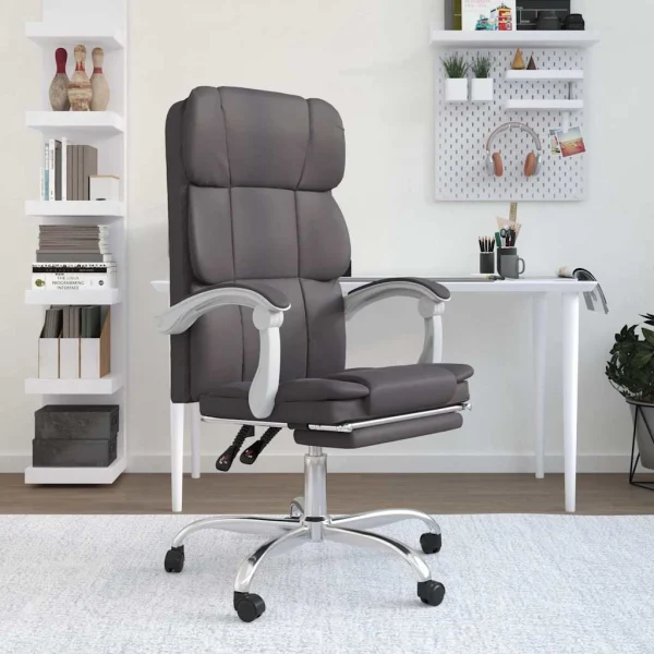 Fauteuil inclinable de bureau 63 x 56 x 122 cm gris similicuir – modèle 2 – vue d’ensemble