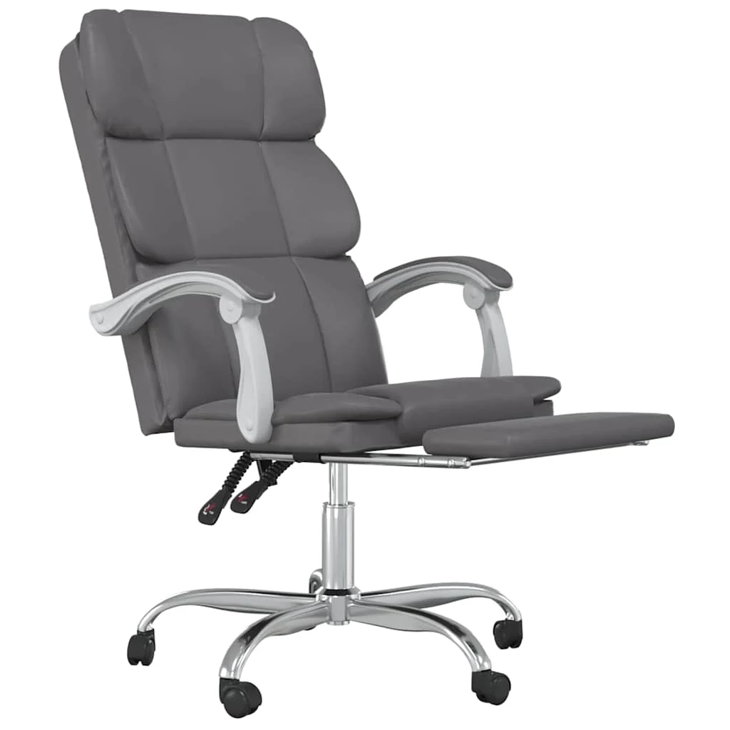 Fauteuil inclinable de bureau 63 x 56 x 122 cm gris similicuir – modèle 2 – vue de détail