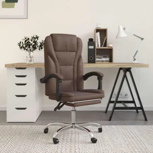 Fauteuil inclinable de bureau 63 x 56 x 122 cm marron similicuir – modèle 4 – vue d’ensemble