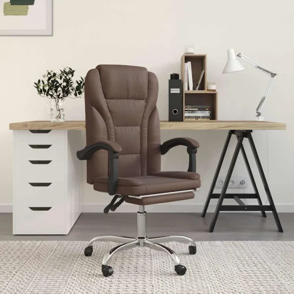 Fauteuil inclinable de bureau 63 x 56 x 122 cm marron similicuir – modèle 4 – vue d’ensemble