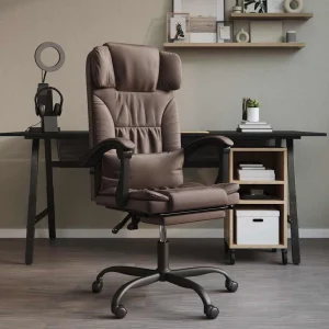 Fauteuil inclinable de bureau 63 x 56 x 122 cm marron similicuir – modèle 5 – vue d’ensemble
