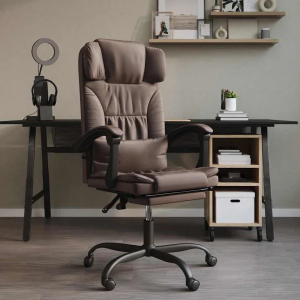 Fauteuil inclinable de bureau 63 x 56 x 122 cm marron similicuir – modèle 5 – vue d’ensemble
