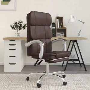 Fauteuil inclinable de bureau 63 x 56 x 122 cm marron similicuir – modèle 2 – vue d’ensemble