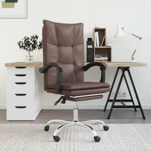 Fauteuil inclinable de bureau 63 x 56 x 122 cm marron similicuir – modèle 6 – vue d’ensemble