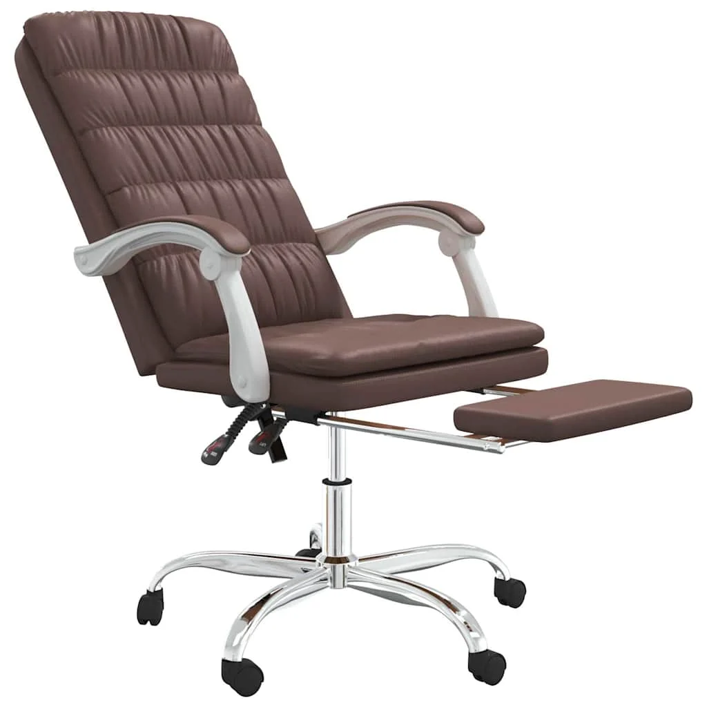 Fauteuil inclinable de bureau 63 x 56 x 122 cm marron similicuir – modèle 3 – vue de détail