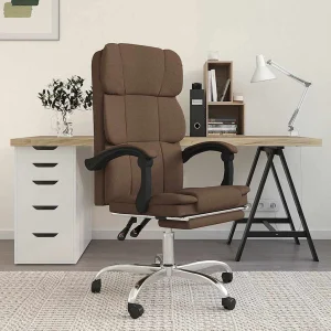 Fauteuil inclinable de bureau 63 x 56 x 122 cm marron tissu – vue d’ensemble