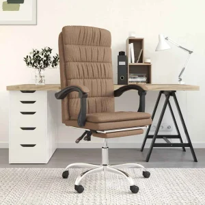 Fauteuil inclinable de bureau 63 x 56 x 122 cm marron tissu – modèle 2 – vue d’ensemble