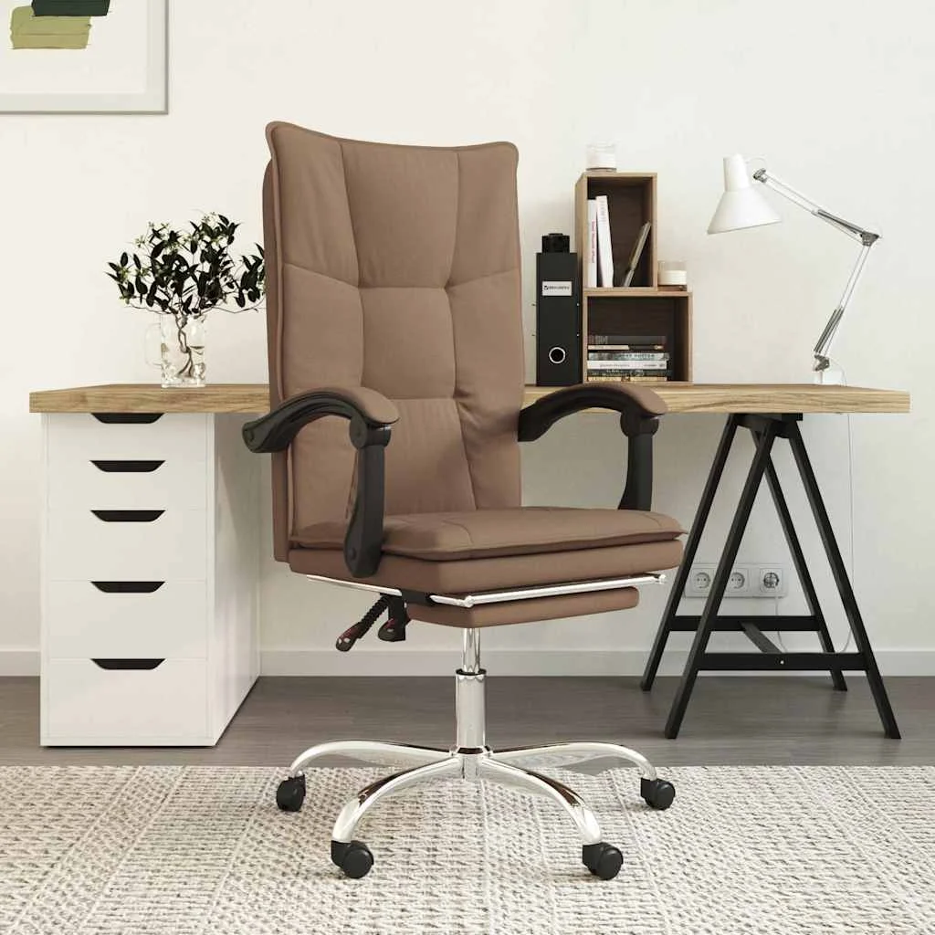 Fauteuil inclinable de bureau 63 x 56 x 122 cm marron tissu – modèle 4 – vue d’ensemble