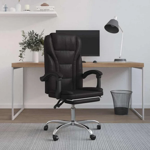 Fauteuil inclinable de bureau 63 x 56 x 122 cm noir similicuir – modèle 4 – vue d’ensemble